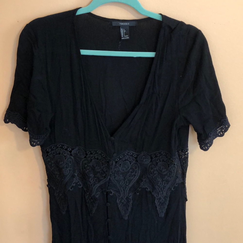 Black lace button up maxi dress